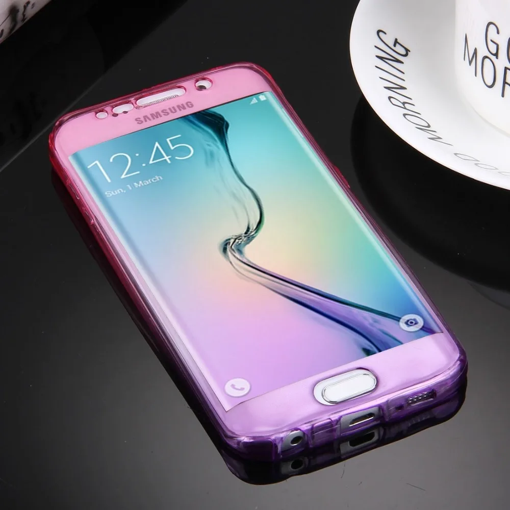 S7 чехол для Samsung Galaxy S6 Edge / G925 двухсторонний градиентный цветной ТПУ защитный задняя крышка G935|case for samsung galaxy|case