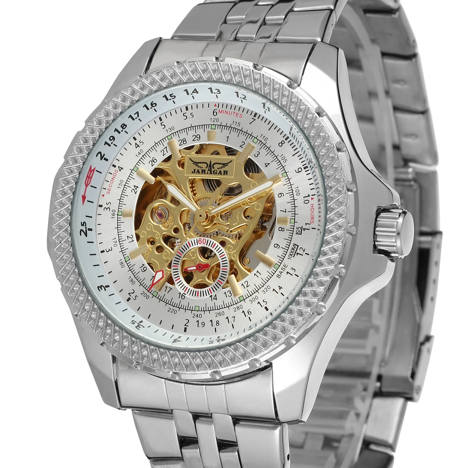 

Jaragar Top Brand Men Luxury Watches Skeleton Hollow Automatic Mechanical Clock Full Stainless Steel Wristwatch Relogio Releges