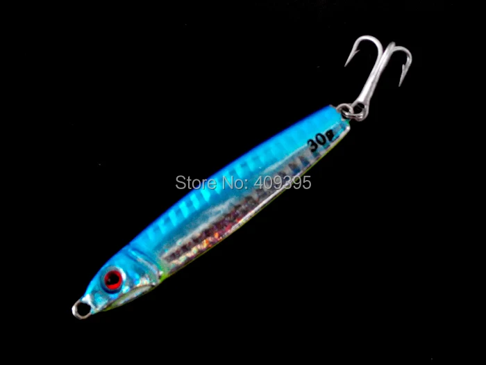 

30g 10pcs Metal jig Jiging fishing lure Lead fish Lead Jigs strong VMC fishing hook Metal fishing lure Free shipping