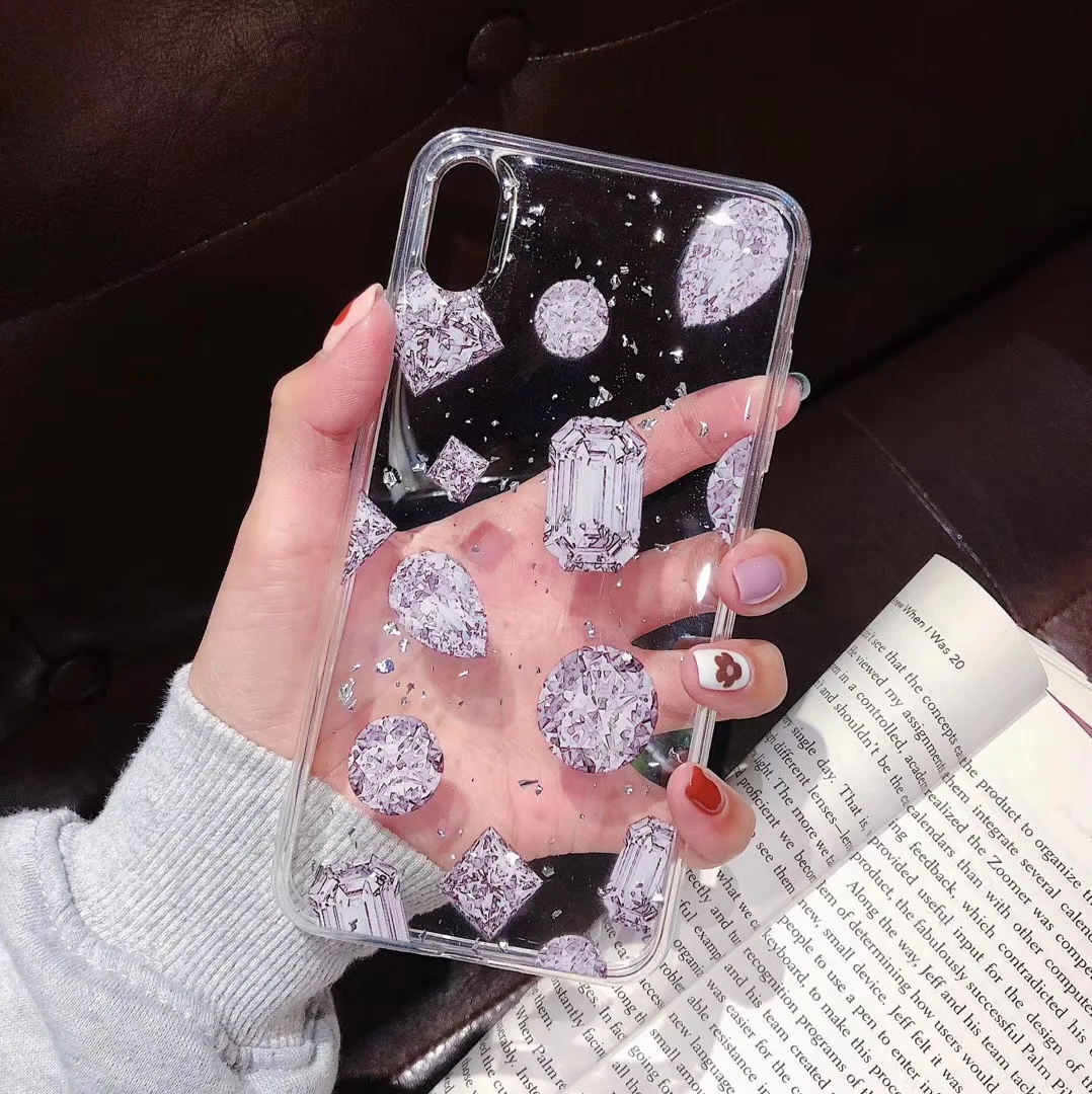 Diamond Jewelry Pattern Glitter Sparkle Gold Foil Case Cover For iPhone 6 6s 7 8 Plus 10 X XS XR Max Soft Silicone TPU Cases |