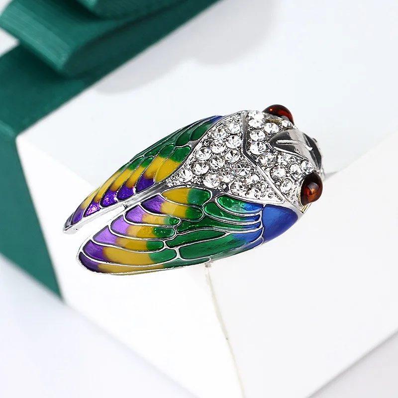 RHao эксклюзивная цветная эмалированная cicada брошка со стразами животная унисекс