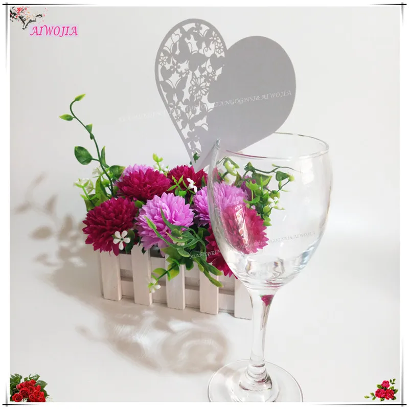 100 шт. стакан в форме сердца для вина карточка с именем место карты Лазерная резка