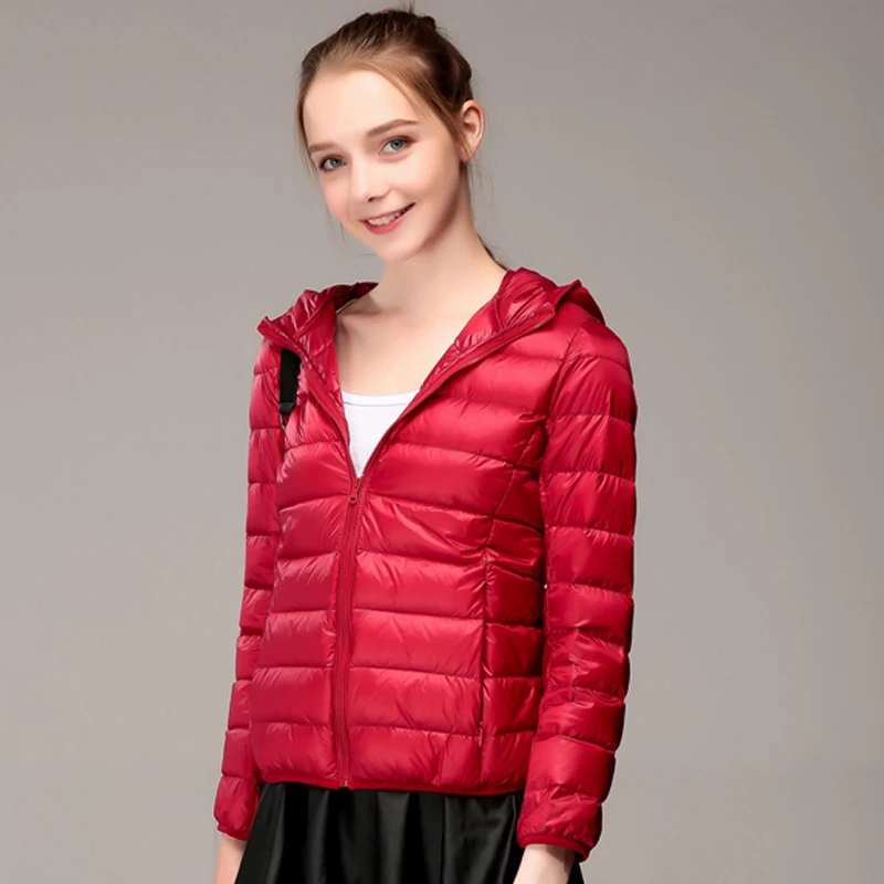New 2022 Women Hooded Winter Coat Ultra Light Down Jackets Female Slim Puffer Duck Down Coat Chaqueta Mujer 6XL 7XL