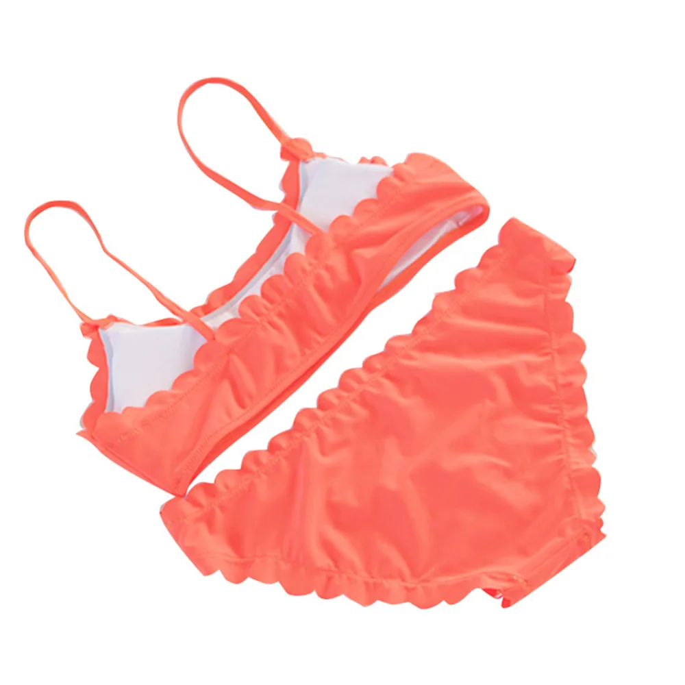 Летний оранжевый комплект бикини с лямкой на шее купальник женский бюстгальтер
