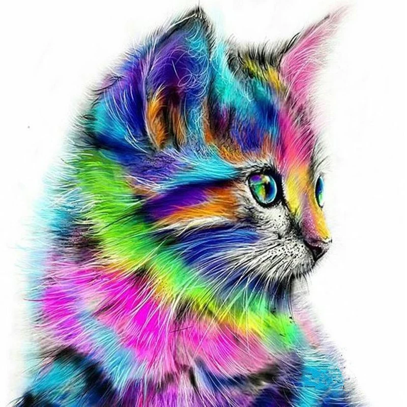 5D DIY Алмазная картина цветная кошка вышивка полная крестом Стразы мозаика
