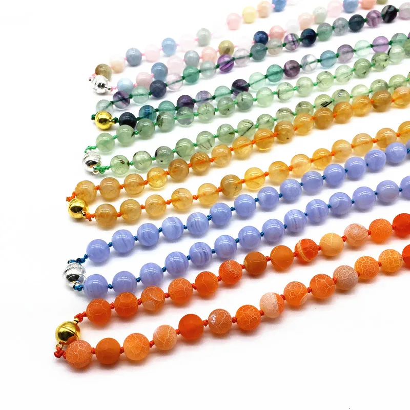 Высококачественная флейта 10 мм 48 см магнитная застежка синий халцедон морганит