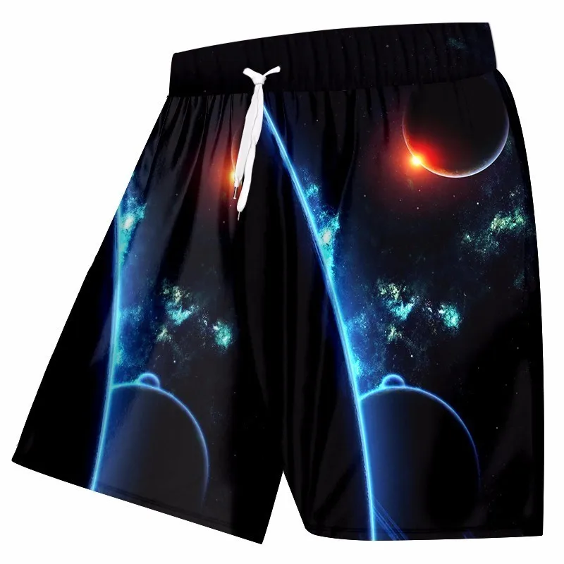 Мужские пляжные шорты OGKB тренировочные эластичные штаны с 3d принтом Галактики