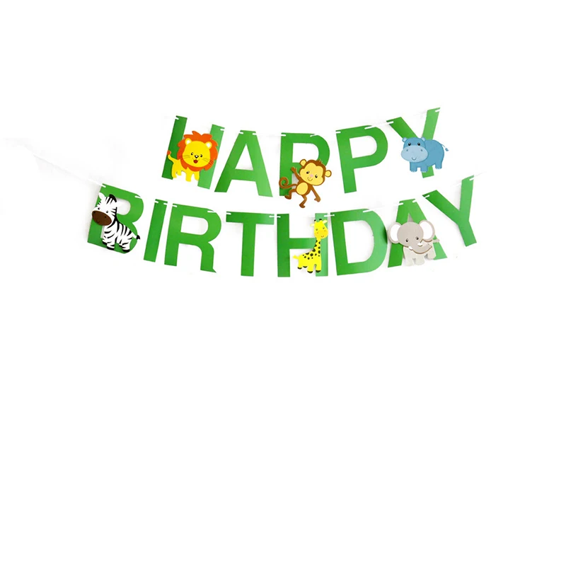 5 стилей мультфильм животных зеленый лес потянув флаг джунгли животное Баннер