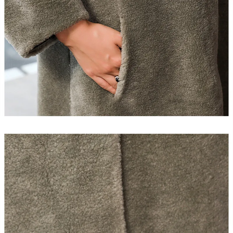 QAZXSW овец стриженая пальто женская одежда 2018 длинная куртка с секциями шерсть мех