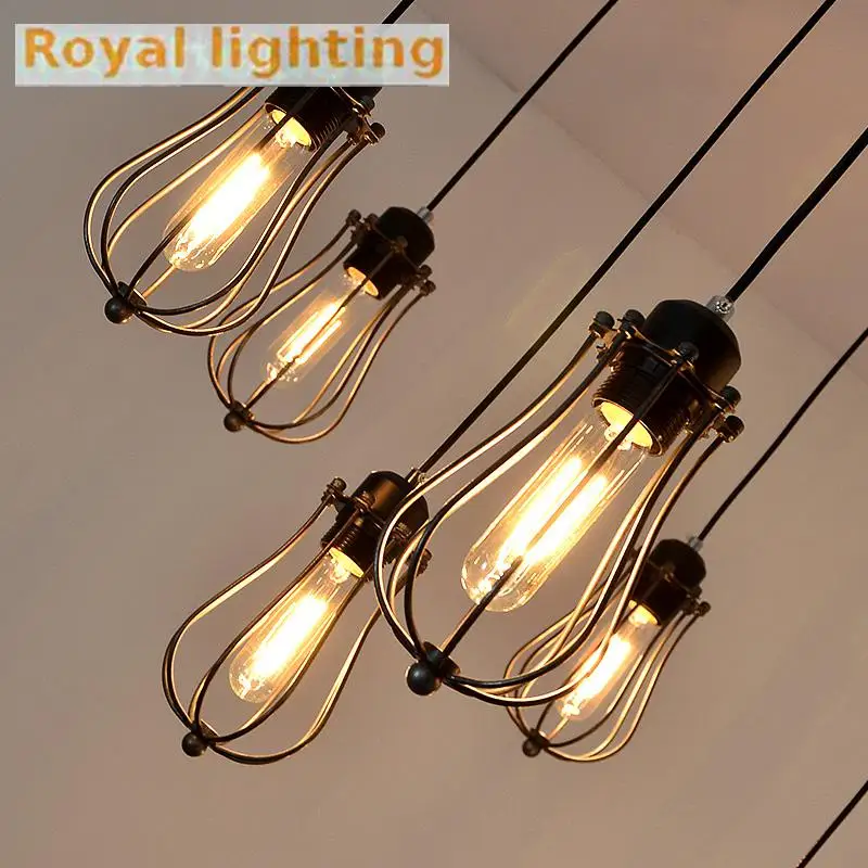 warehouse rusitc Industrial lighting Bar iron pendant light up &amp down Suspension Luminaire cage Studio Store Restaurant lampe | Лампы и