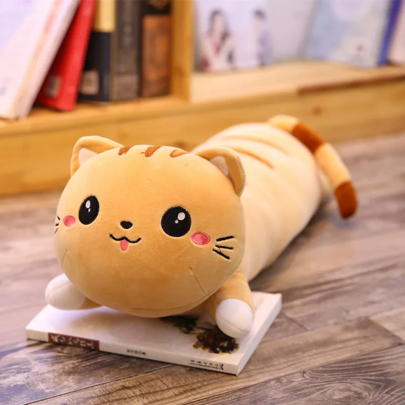 brown Мультяшные милые длинные кошки 70-100 см, плюшевая игрушка, мягкая плюшевая кукла Kawaii в виде животного, милая подушка, Детские Рождественские подарки для девочек - Цвет: brown