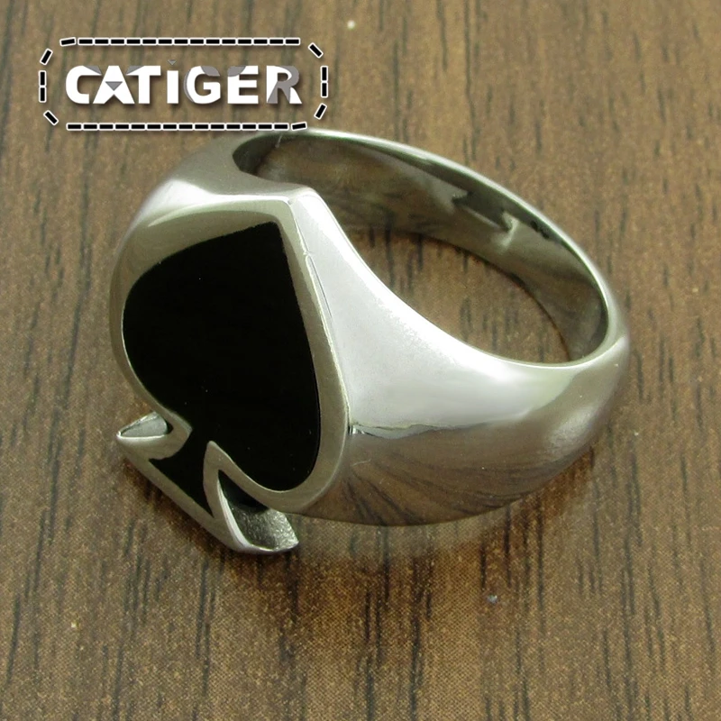 Free Shipping Gothic Spades Lucky Ring For Man And Woman High Quality 316L Stainless Steel Enamel Painting No Fade Jewelry | Украшения и