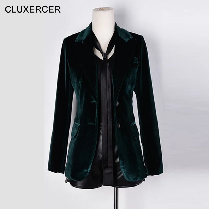 Женский вельветовый Блейзер с длинным рукавом и карманами зеленый винно красный