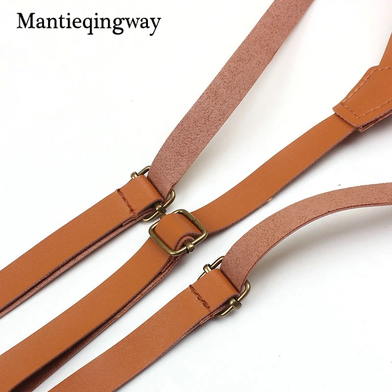Женские и мужские подтяжки Mantieqingway регулируемые из искусственной кожи с ремнем