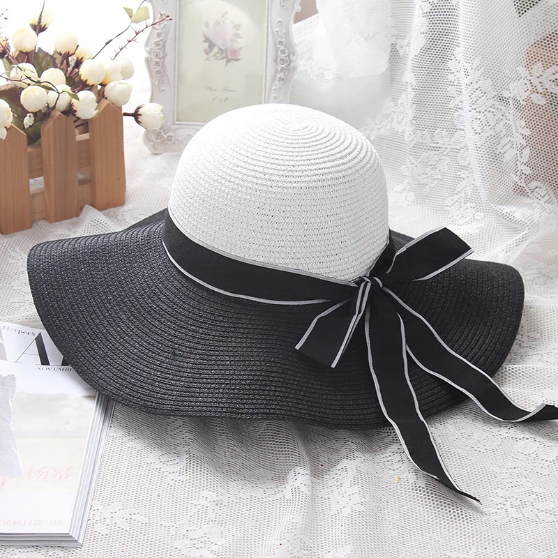Соломенная шляпа от солнца с широкими полями для женщин Пляжная Складная летняя