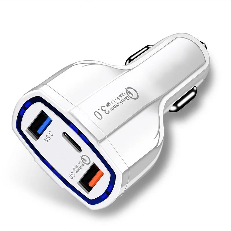White Автомобильное зарядное устройство Quick Charge 3,0 type-C 3.5A универсальное Usb Автомобильное зарядное устройство Dual USB безопасное мобильное зарядное устройство для iphone samsung - Тип штекера: White