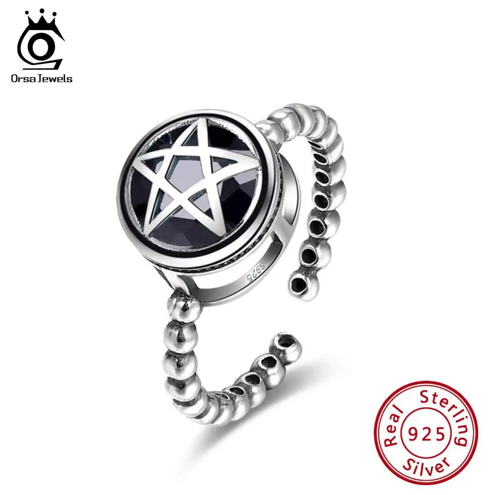ORSA JEWELS, Настоящее, 925, женские регулируемые кольца, Стерлинговое Серебро, кубический цирконий, в форме звезды, женское кольцо, стильные ювелирные изделия SR125
