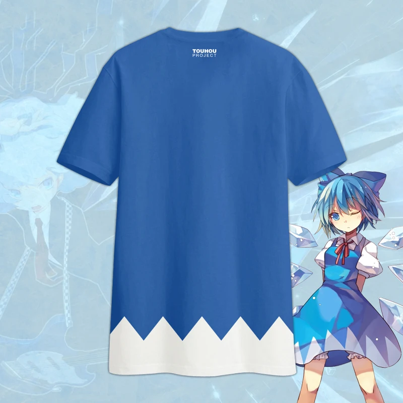 Аниме! Touhou Project Cirno Ice Fairy/футболка для костюмированной вечеринки Летний модный топ