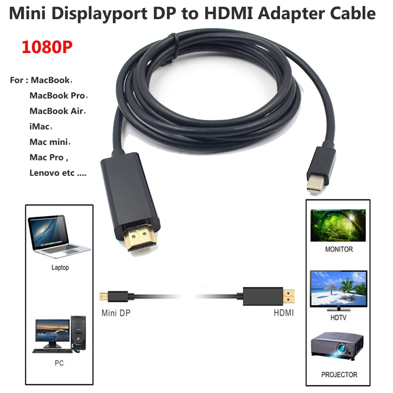 HD 1080P Thunderbolt Mini Displayport DP-HDMI кабель адаптер папа-папа конвертер для Macbook |