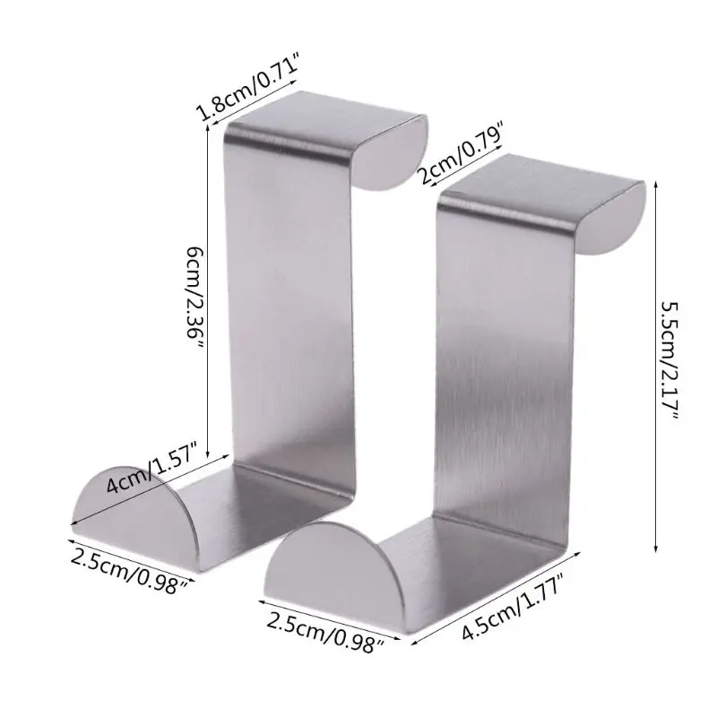 

1pc Stainless Steel Over Door Hook Kitchen Cupboard Drawer Cabinet Clothes Holder Organizer