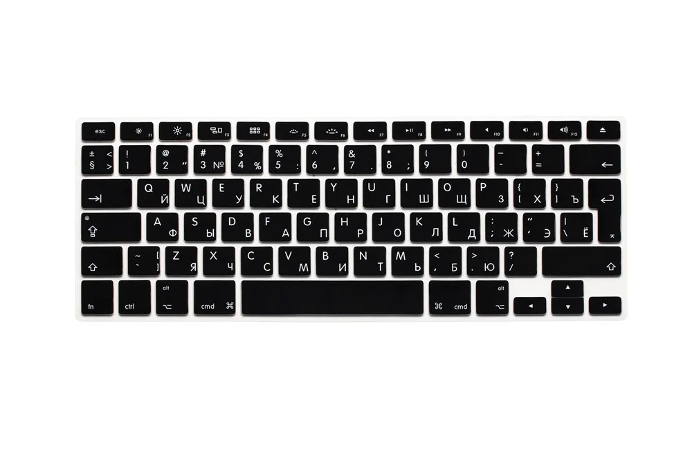 RYGOU для Macbook Air 13 крышка клавиатуры с русскими буквами для Mac Book Pro 13 15 17 imac Силиконовая Защита клавиатуры наклейки - Цвет: Черный