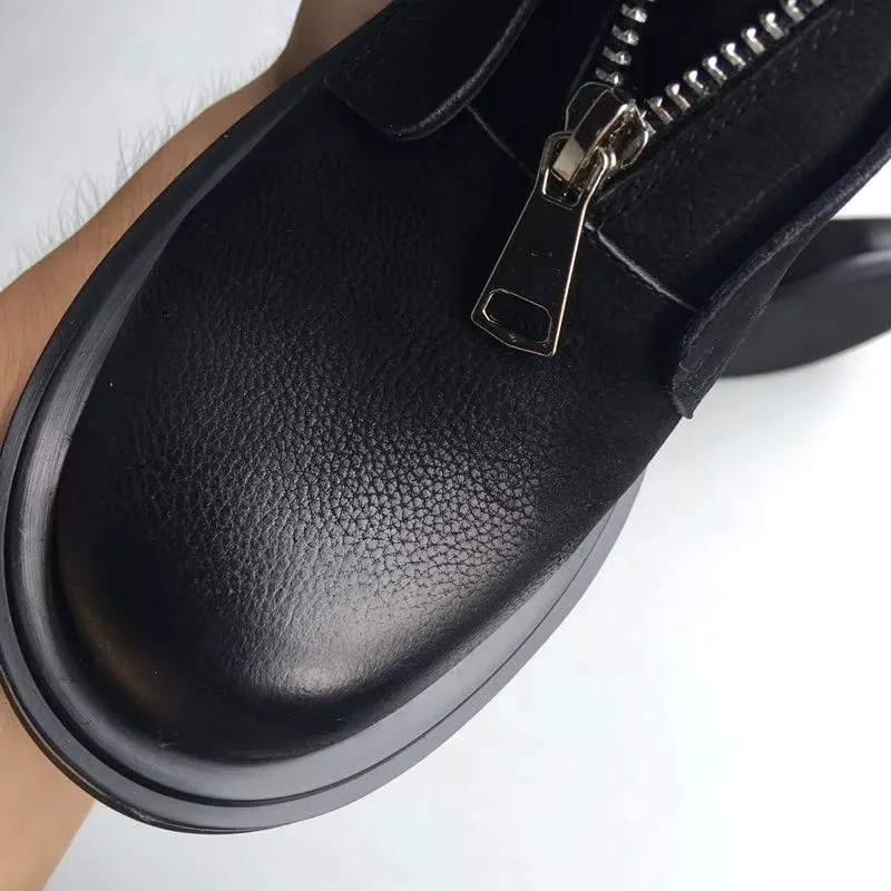 Женские кожаные ботильоны повседневные ботинки на толстой подошве осень