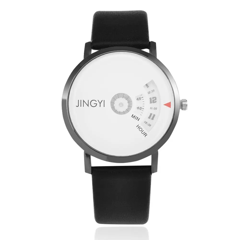 black white Креативный Циферблат Женские часы мужские Relogio Feminino модные роскошные элегантные кожаные ремешки часы женские наручные часы Уникальный Kol Saati - Color: black white