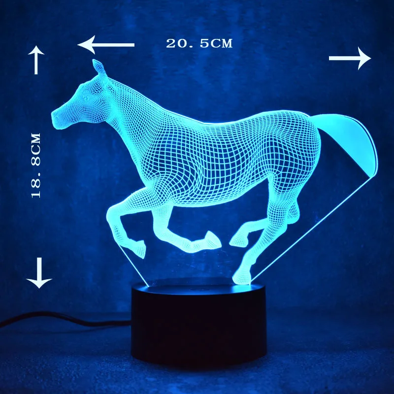 3D Светодиодная Ночная Коралловая лошадь 7 цветов сменные светодиодные лампы USB