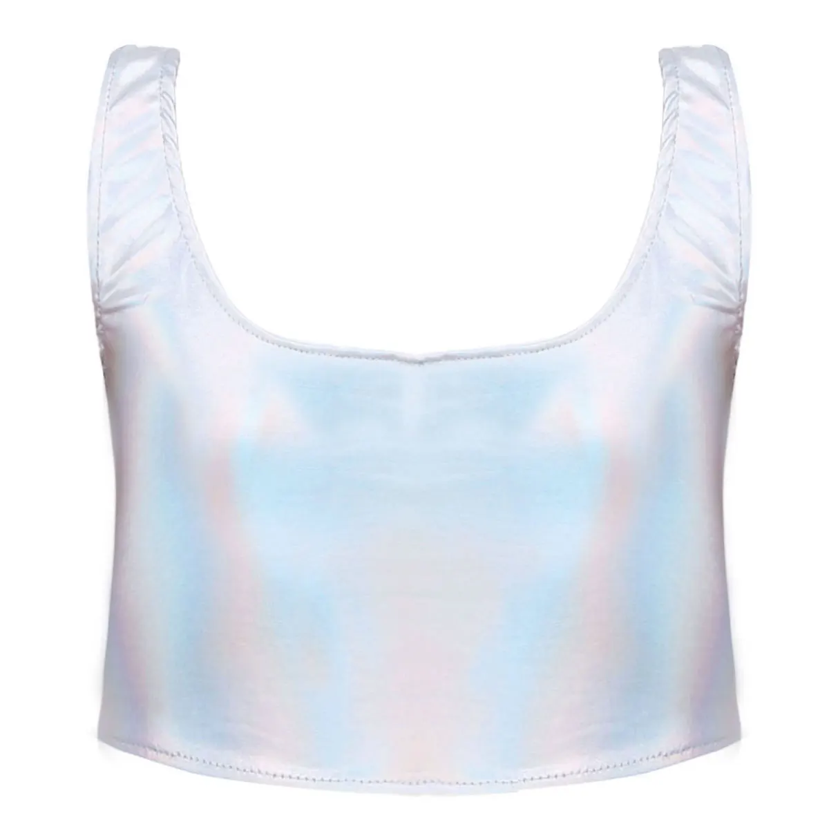 Топ женский кожаный без рукавов с глубоким круглым вырезом |