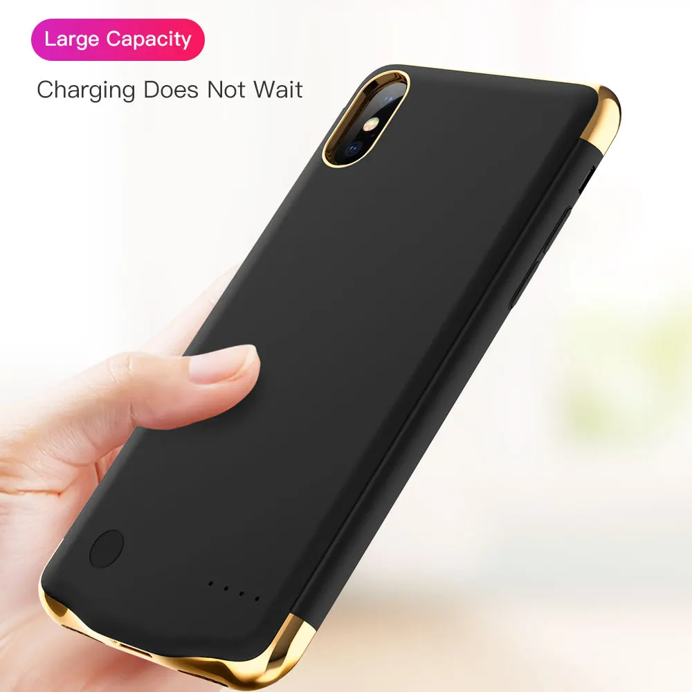 3в1 ультра тонкий чехол для зарядного устройства для iphone X Xs 6 6S 7 8 Plus power Bank чехол для аккумулятора чехол с металлическим покрытием