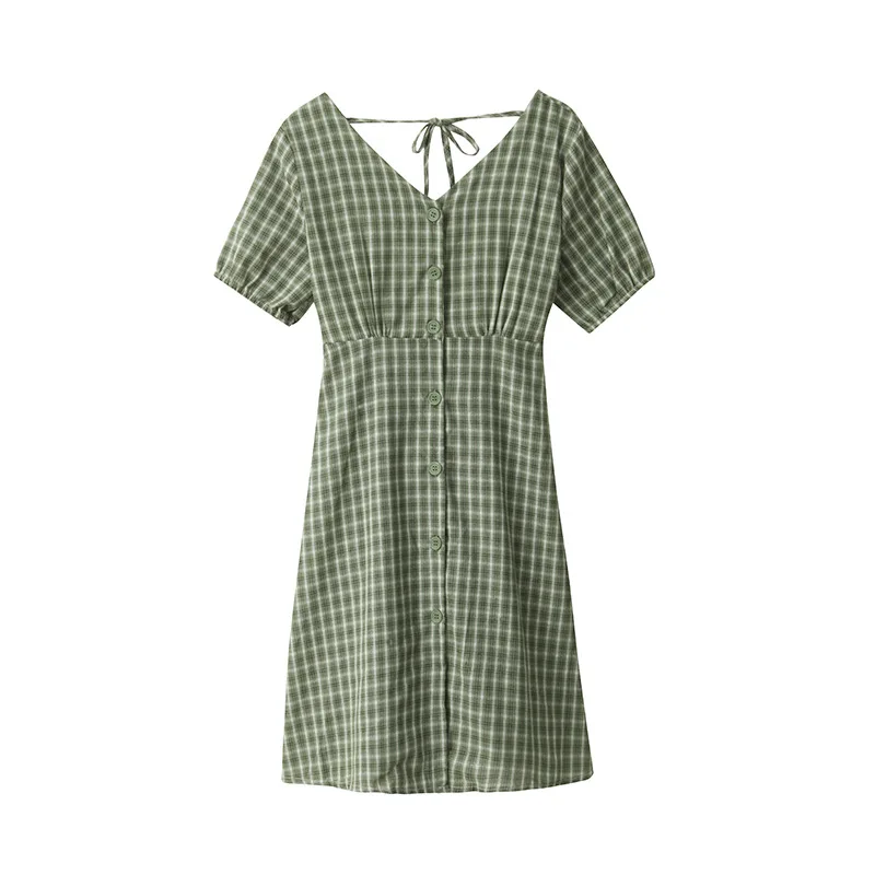 Летнее женское платье с высокой талией 2019 Новое сексуальное короткими рукавами и