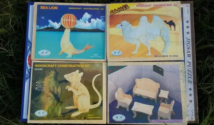 3D деревянные пазлы Мультяшные животные строительный пенал сборка автомобиля