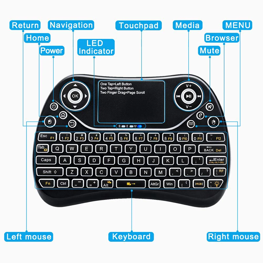 2 в 1 Мини Беспроводная клавиатура Air Mouse с тачпадом для Smart TV Samsung LG Android Tv Box ПК