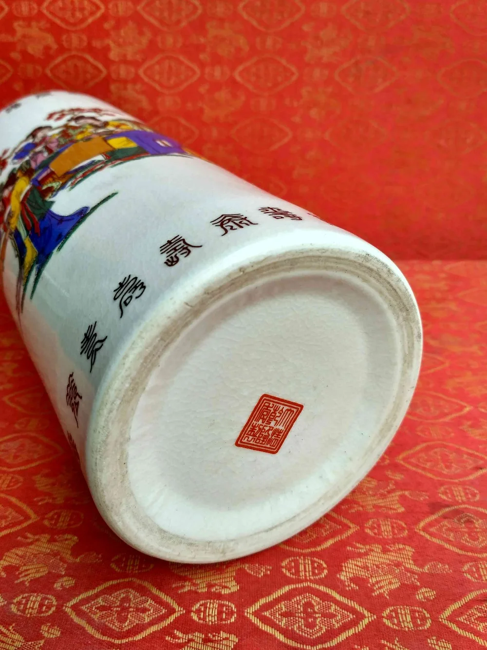 Женская антикварная ваза фигурка hatstand Осенний веселый рисунок большая ручка