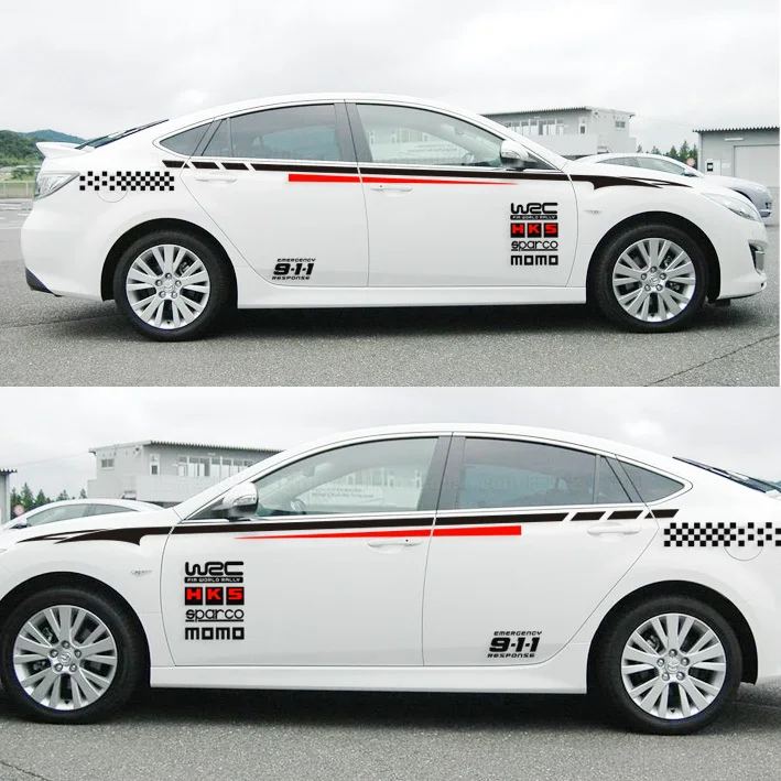 Стикер для автомобиля Racing Stripe WRC двухсторонний чехол с наклейкой MG6 K2 K5 FOCUS | Отзывы и видеообзор