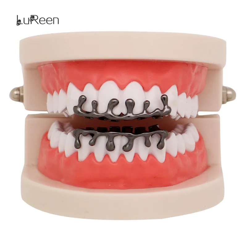 LuReen Custom Fit золотые зубы грили капельные грили зубные верхние и нижние грили Косплей зубные колпачки ювелирные изделия вечерние XHYT1044