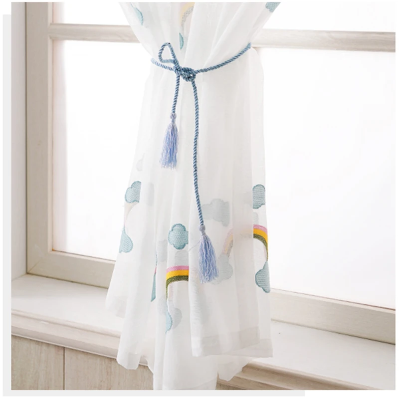 Dreampatar чистый белый Радужный жаккард Тюль декоративная штора перегородка для