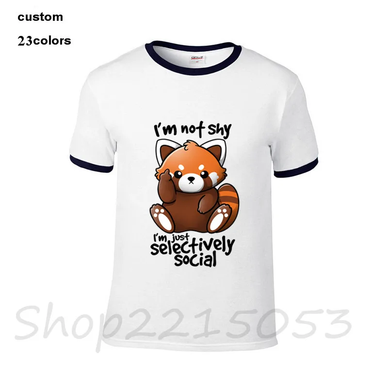 Модные Пользовательские застенчивые мужские футболки с красной пандой 2019 летняя