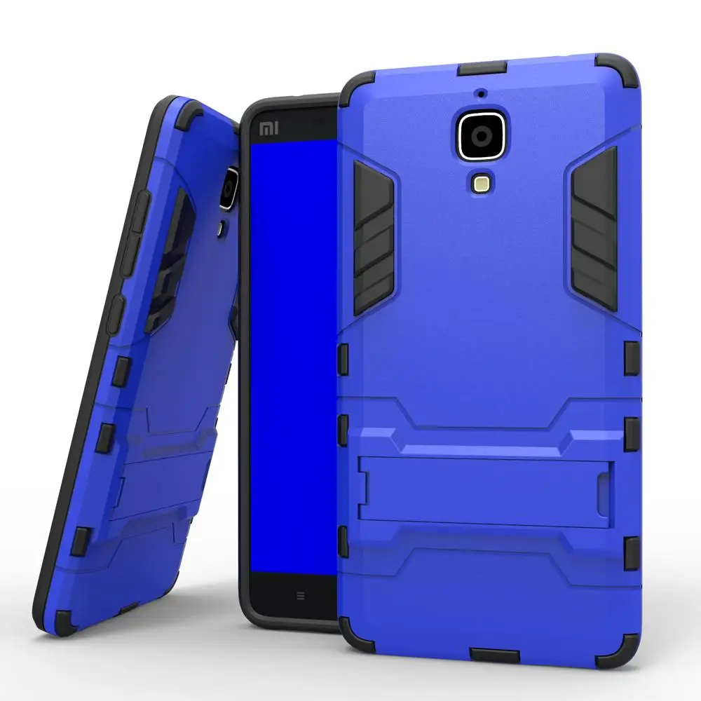 Blue WolfRule противоударный чехол Xiaomi Mi 4 крышка мягкая резина+ светильник пластиковый держатель для телефона чехол Xiaomi Mi 4 Чехол для Xiaomi Mi 4 < - Цвет: Blue