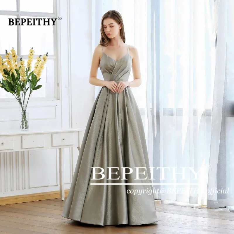photo color BEPEITHY Abendkleider, блестящее ТРАПЕЦИЕВИДНОЕ длинное вечернее платье, вечерние, элегантные,, Robe De Soiree, платья на бретельках для выпускного вечера - Цвет: photo color