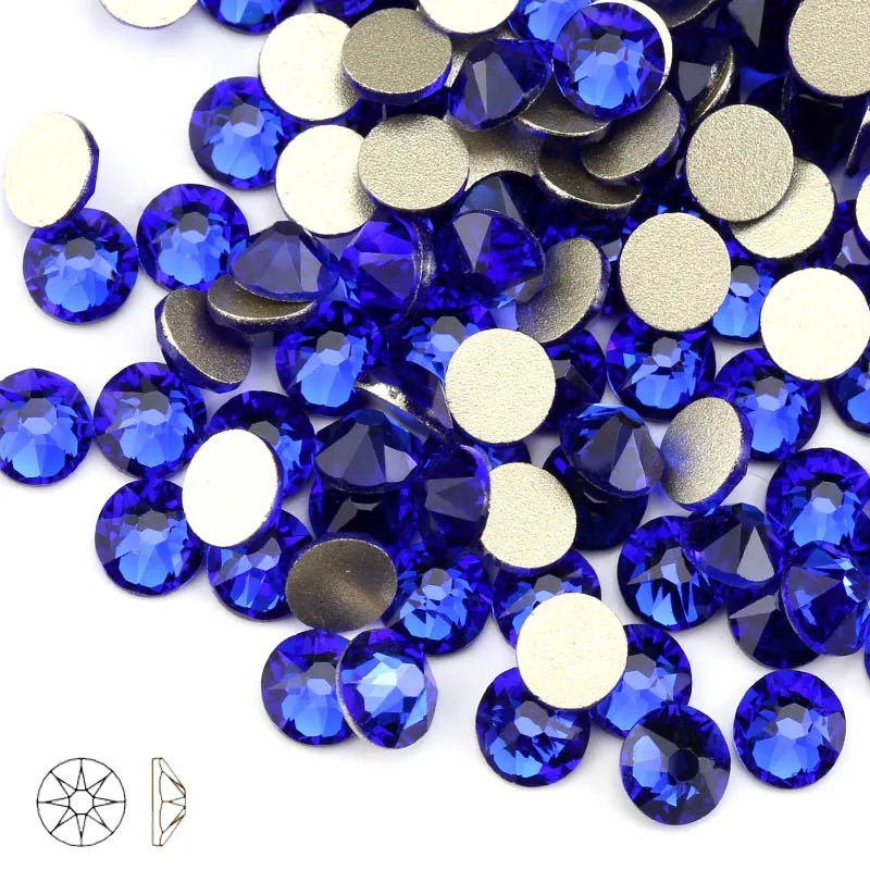 sapphire QIAO 8 big+ 8 small Cut Facets не горячей фиксации хрустальные стразы, стекло высшего качества Стразы, каменные кристаллы AB Клей на одежду - Цвет: sapphire