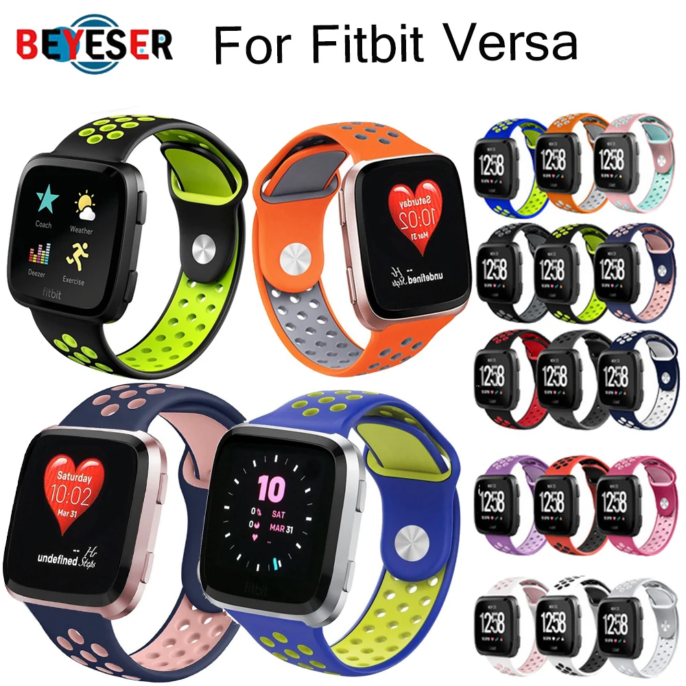 Силиконовый ремешок для Fitbit Versa, регулируемый спортивный браслет, дышащий ремешок для часов с отверстиями для воздуха, для Fitbit Versa 2 Watch