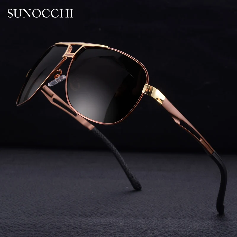 SUNOCCHI Мужские солнечные очки больших размеров поляризованные Uv400 Высокое