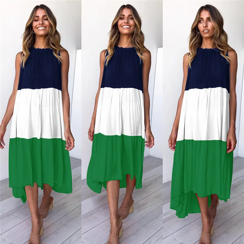 Женское пляжное платье без рукавов Ursohot Свободное длинное в стиле бохо винтажное