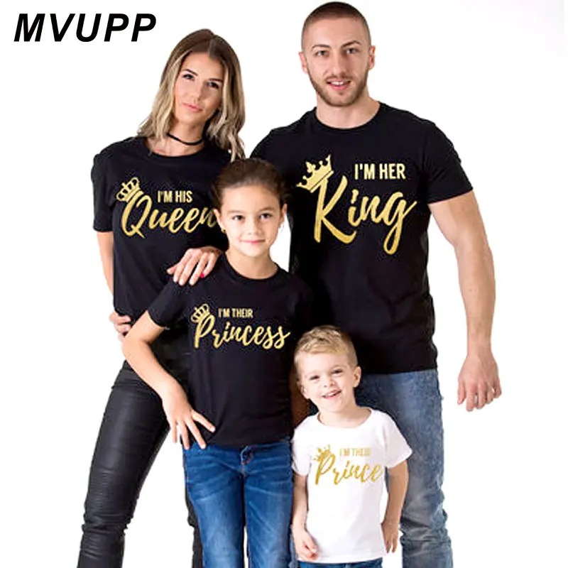MVUPP семейный образ подходящая одежда король королева футболка отец мама дочь сын