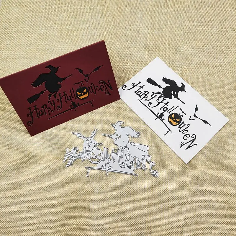 

1 Set DIY 12.17x8.97cm Happy Halloween Metal Cutting Dies Stencil DIY Scrapbooking Album Stamp Paper Card Embossing Crafts Decor
