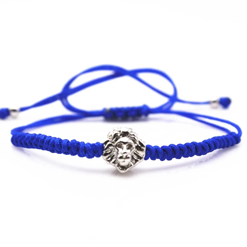 Модный бренд мужские браслеты из атолистоуна с головой льва синие веревочные