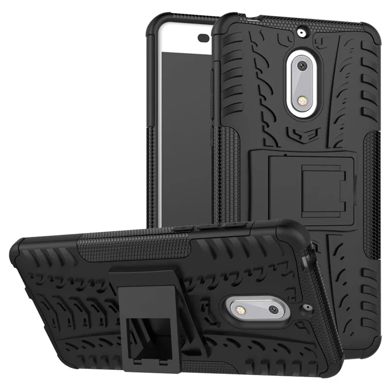 Чехол для Nokia 6 Nokia6 2017 Гибридный подставка Прочная резиновая броня Жесткий ПК + ТПУ