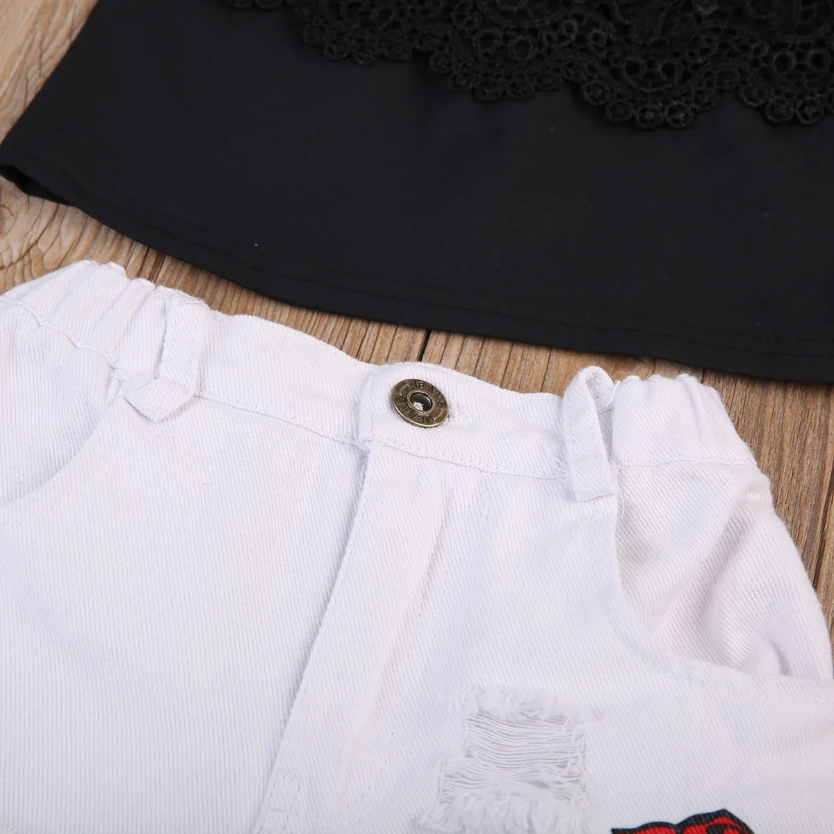 Комплект детской одежды из 2 предметов для маленьких девочек кружевной топ с