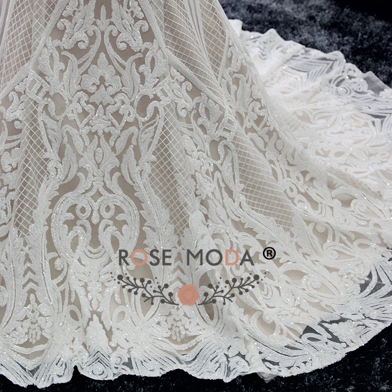Роза Moda Потрясающие блестками кружевное свадебное платье тонкие бретели Кот над Румяна свадебное платье es со шнуровкой сзади